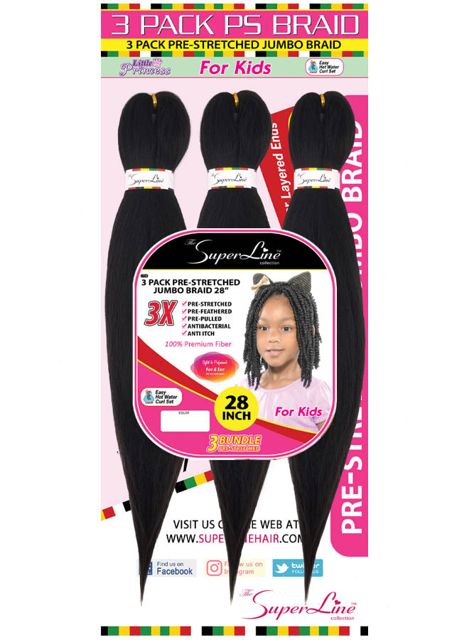 3PACK PRE-STERTCHED KID & ADULT BRAID 28"